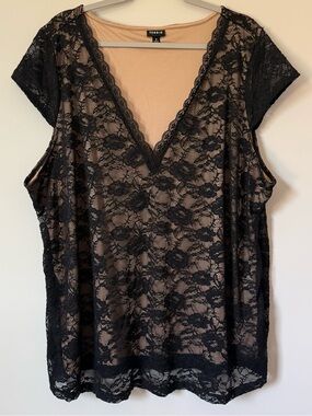 Women’s Torrid Black Lace Overlay V-Neck blouse size 4X